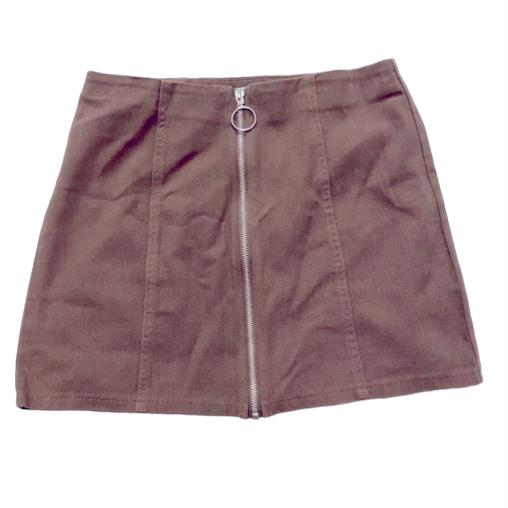 Chloe & Katie Brown Mini Skirt with Front Zip